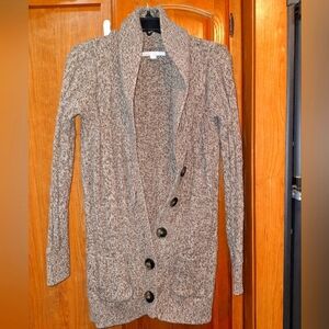 An Old Navy long Cardigan lambswool, cotton, acrylic sweater in a size small.